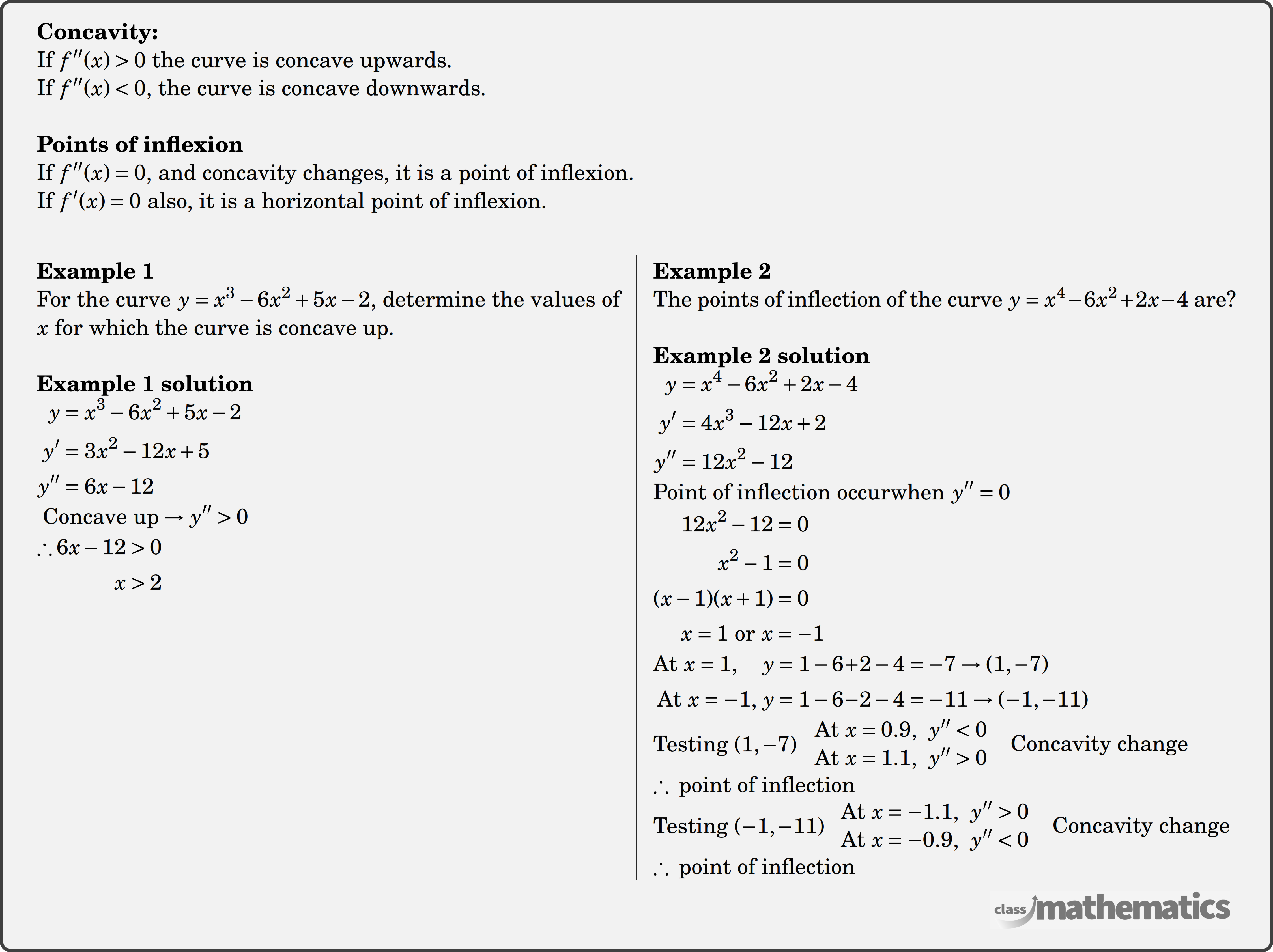 Concavity and Points of Inflexion - Maths Advanced - Year 12 - NSW